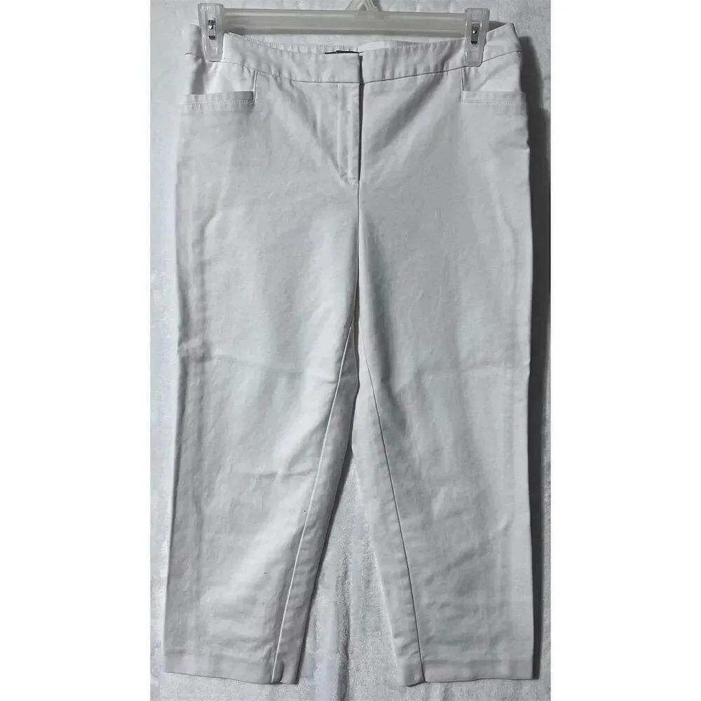 Chico's Women's White Capri Pants Size Standard S Casual Flat Front